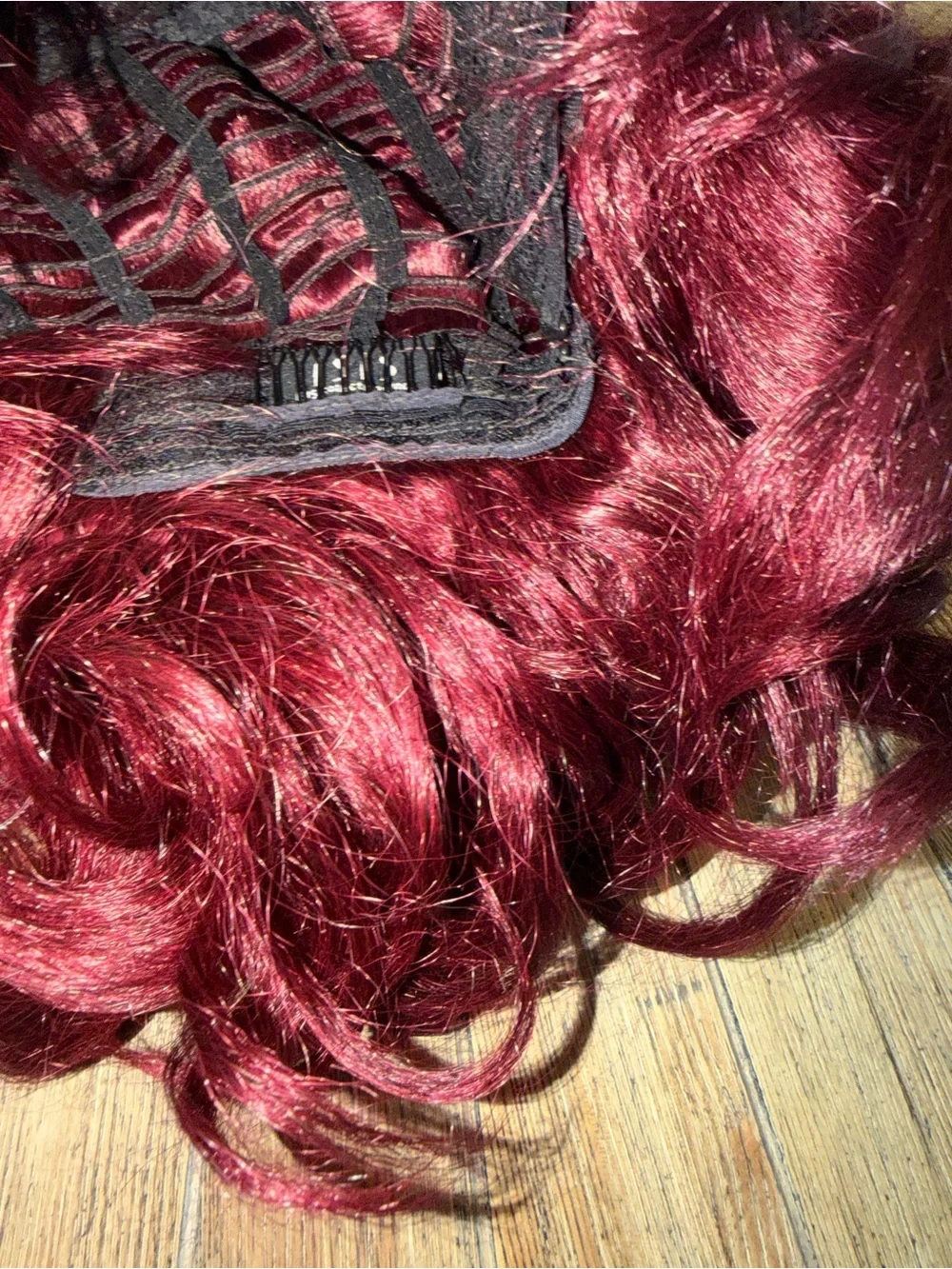NWT Mane Concept Red Carpet Cotton Lace Front Wig Red Burgundy Curly Futura